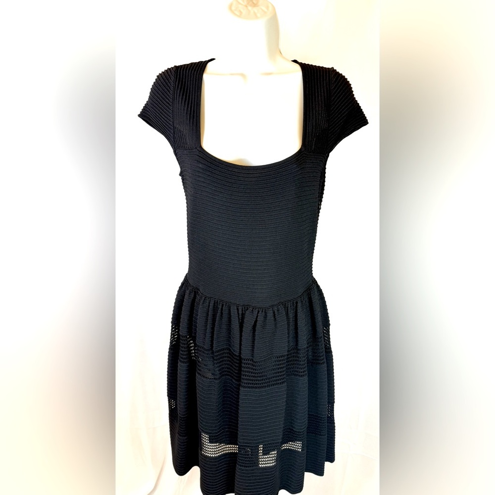 Valentino SS Knit Rib Dress with Sheer Crochet Detail